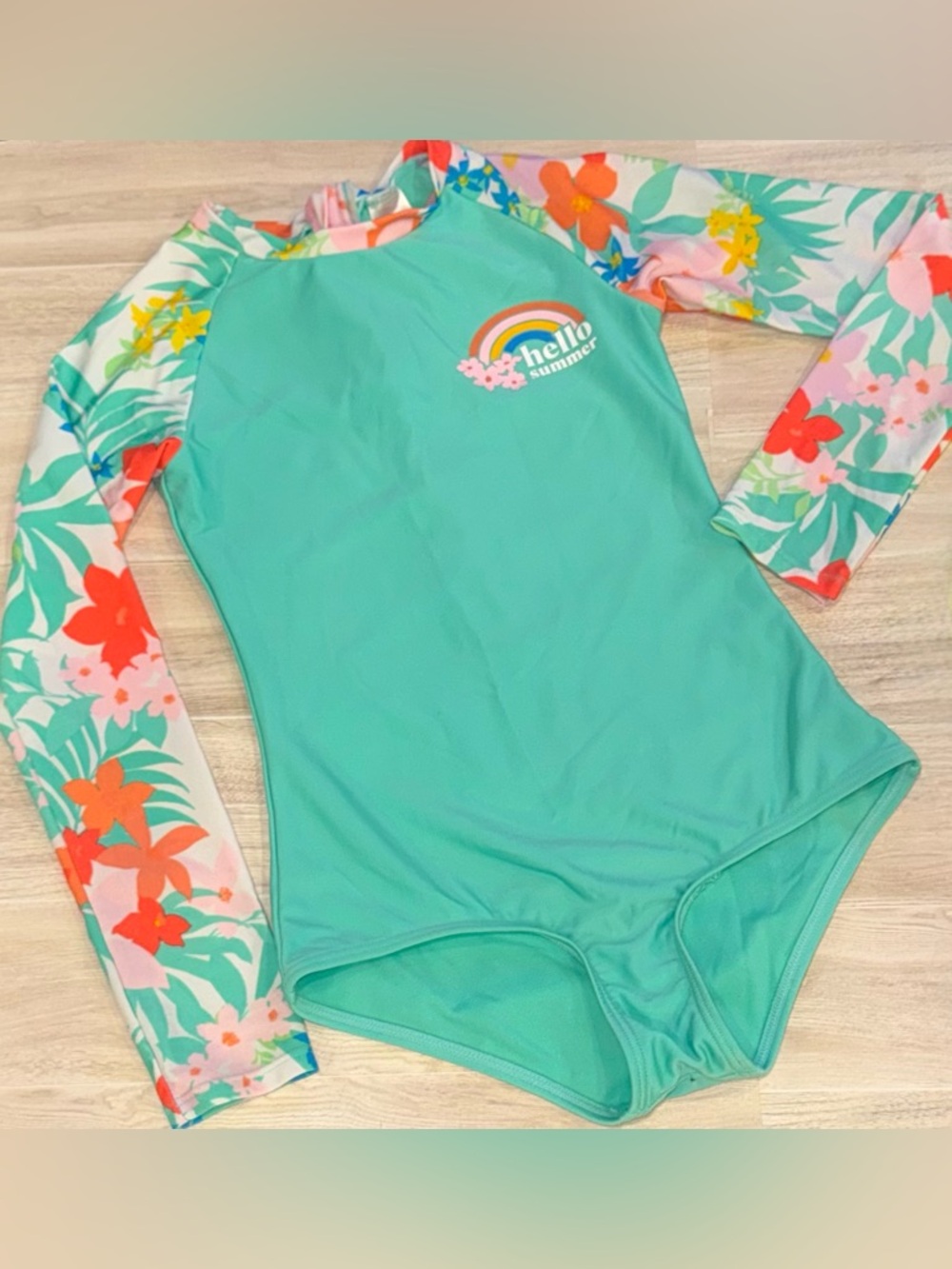 Set of 2 - Floral Rash Guard Swim Suit- size Medium (8) ➕ Swim Tee (NWT)! - Picture 4 of 15